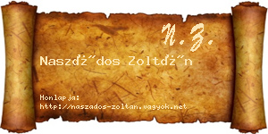 Naszádos Zoltán névjegykártya
